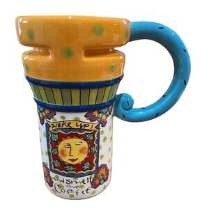 Coffee Talk by Joyce Shelton 12 oz "Wake Up and Smell the Coffee" Mug w/ Lid